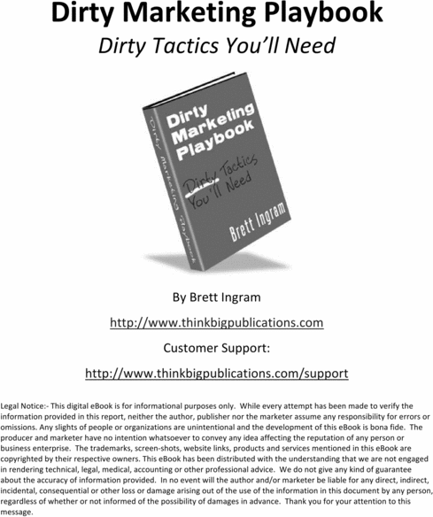Product picture Dirty Marketing Playbook  Making money on the web Earn more 